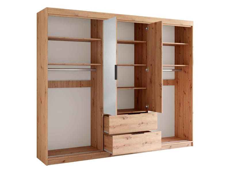Elvyn Garderob med Spegel 250x213 cm - Brun - Förvaring - Klädförvaring - Garderob & garderobssystem