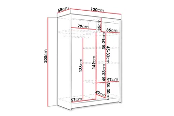 Estella Garderob 120x200 cm - Svart - Förvaring - Klädförvaring - Garderob & garderobssystem