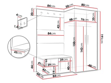 Farosa Hallmöbelset 164x191 cm - Valnöt + Manila 04 - Möbler - Hallmöbler - Möbelset för hall & entre