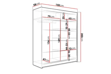 Garderob Camino LED-belysning - Svart/Vit - Förvaring - Klädförvaring - Garderob & garderobssystem