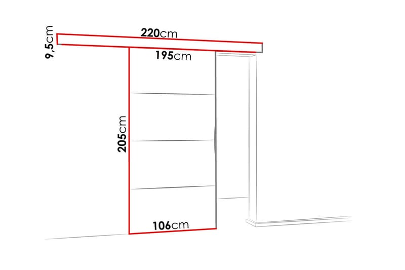 Malibu Dörr 204x106x205 cm - Brun/Flerfärgad/Vit - Förvaring - Klädförvaring - Garderob & garderobssystem - Garderobsdörr - Skjutdörrar garderob