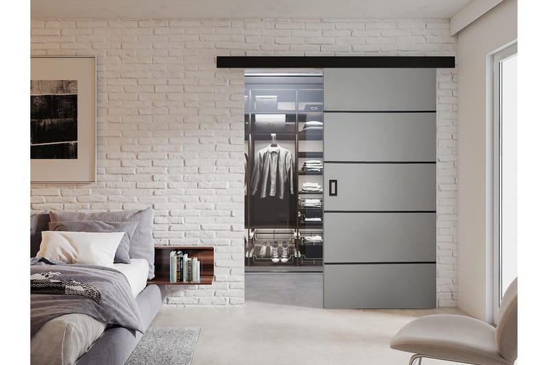Werdi Plus Skjutdörr 204 cm - Grå - Förvaring - Klädförvaring - Garderob & garderobssystem - Garderobsdörr - Skjutdörrar garderob