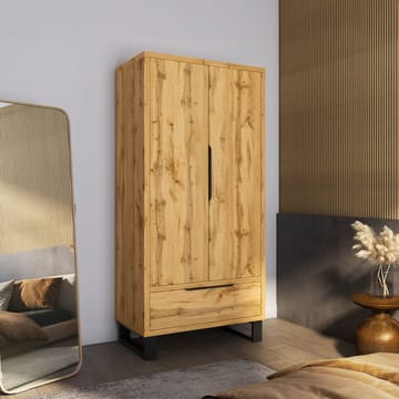 Halle Garderob 99 cm med 2 Dörrar och 1 Låda i Ek - Beige - Förvaring - Klädförvaring - Garderob & garderobssystem