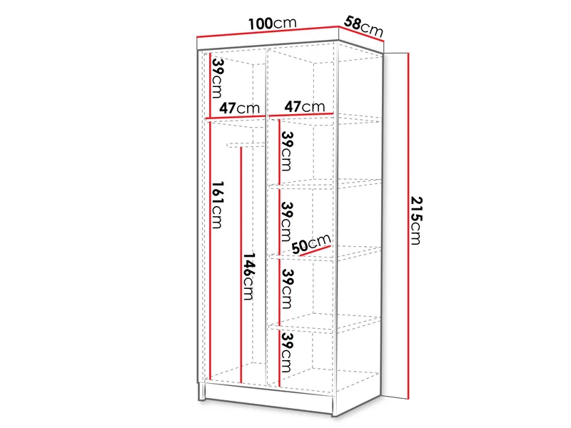 Herrljunga Garderob 100x215 cm - Brun/Guld - Förvaring - Klädförvaring - Garderob & garderobssystem