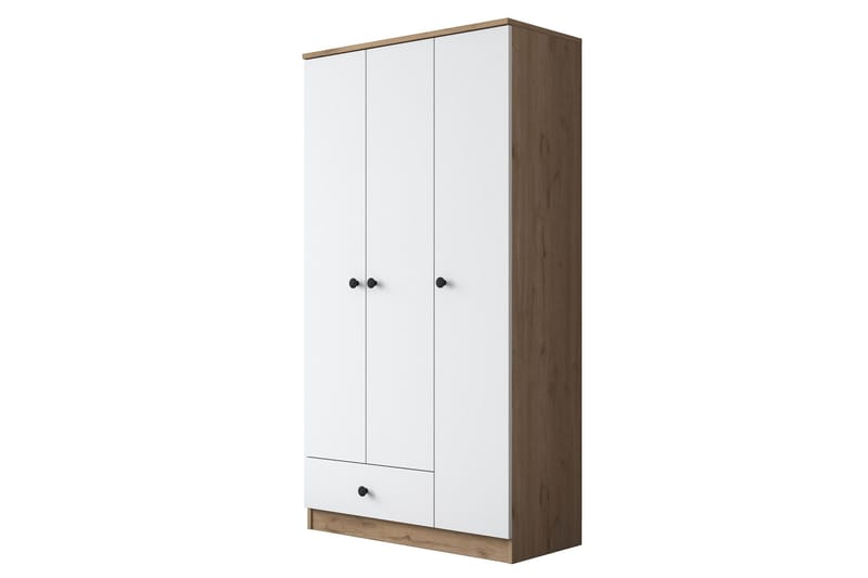 Jain Garderob 90x170 cm Brun/Vit - Hanah Home - Förvaring - Klädförvaring - Garderob & garderobssystem