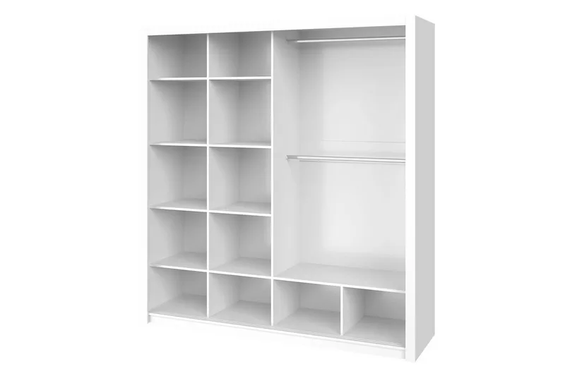 Julissa Garderob 200 cm med Spegel - Vit - Förvaring - Klädförvaring - Garderob & garderobssystem