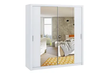 Julissa Garderob 220 cm med Spegel - Vit - Förvaring - Klädförvaring - Garderob & garderobssystem