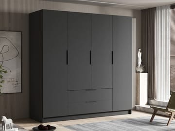 Kelros Garderob 200x216 cm i Målat Trä - Svart - Förvaring - Klädförvaring - Garderob & garderobssystem