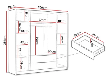 Kelros Garderob 200x216 cm i Målat Trä - Svart - Förvaring - Klädförvaring - Garderob & garderobssystem
