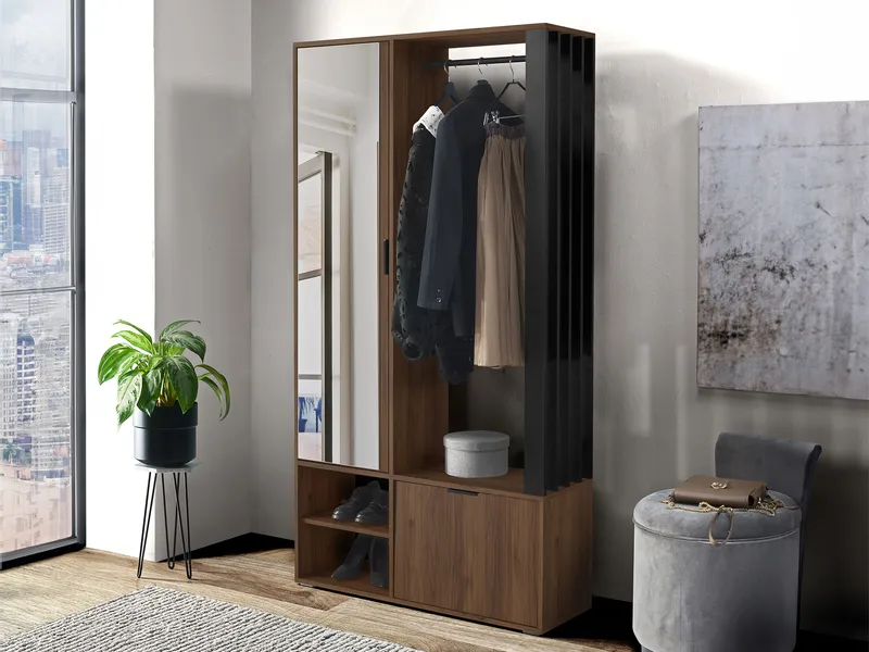 Kennard Garderob med spegel 100 cm - brun - Förvaring - Klädförvaring - Garderob & garderobssystem