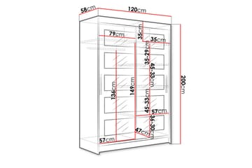 Miami Garderob 120x58x200 cm - Beige/Grå - Förvaring - Klädförvaring - Garderob & garderobssystem