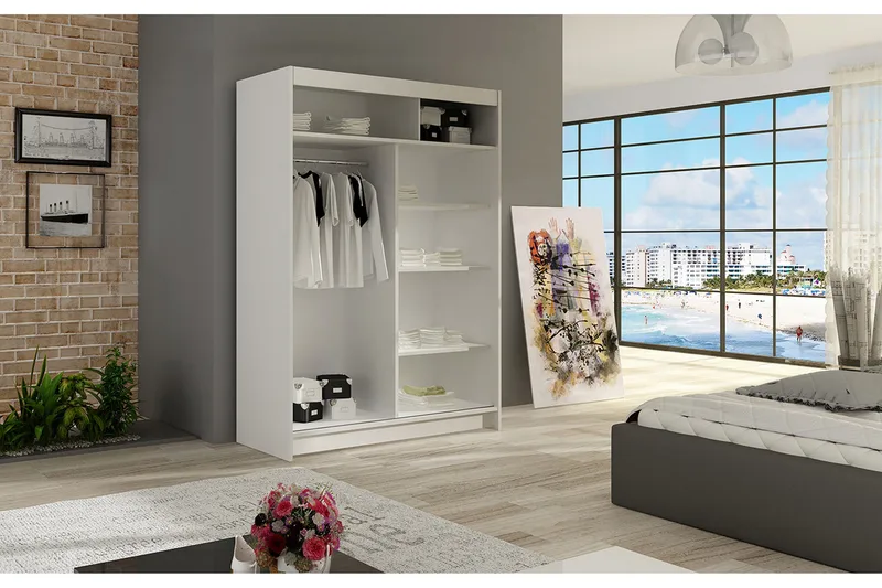 Miami Garderob 120x58x200 cm - Beige/Vit - Förvaring - Klädförvaring - Garderob & garderobssystem