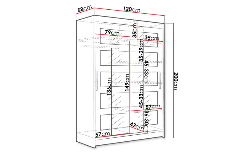 Miami Garderob 120x58x200 cm - Beige/Vit - Förvaring - Klädförvaring - Garderob & garderobssystem