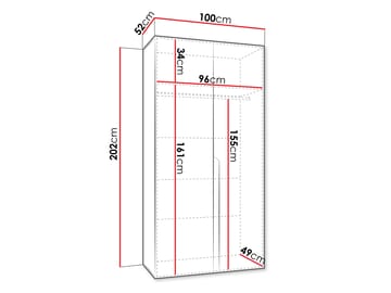 Milias Garderob 100x202 cm - svart - Förvaring - Klädförvaring - Garderob & garderobssystem - Klädskåp & fristående garderob