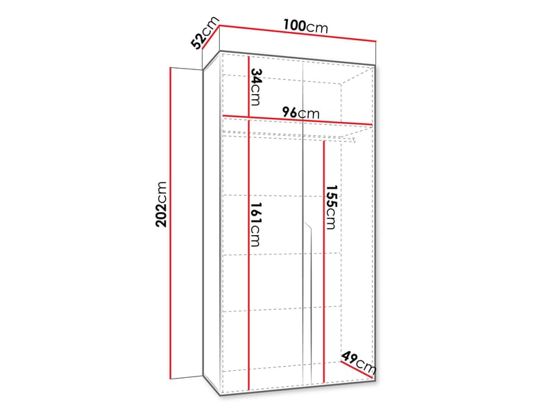 Milias Garderob 100x202 cm - svart - Förvaring - Klädförvaring - Garderob & garderobssystem - Klädskåp & fristående garderob