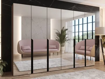 Milias Garderob med spegel 300x202 cm - Brun/svart - Förvaring - Klädförvaring - Garderob & garderobssystem