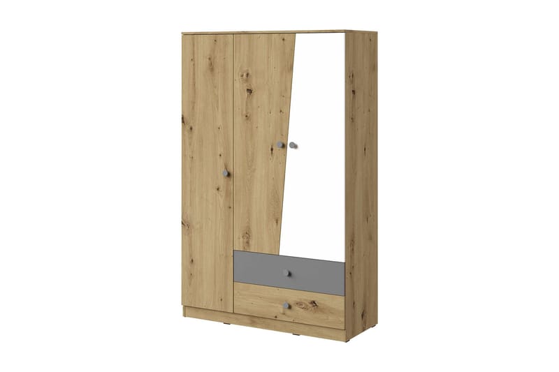 Nero Garderob 120 cm, Natur/Vit/Grå
