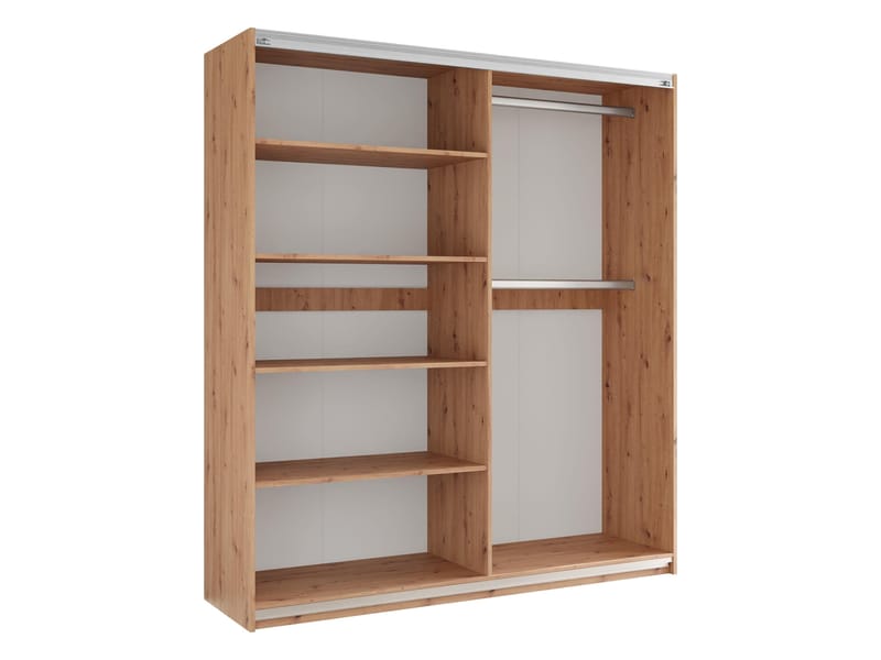 Osval Garderob med Spegel 203x215 cm - Brun/Svart - Förvaring - Klädförvaring - Garderob & garderobssystem