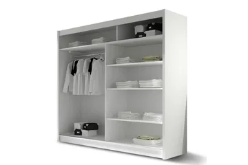 Prag Garderob 180 cm Skjutdörrar Spegel - Beige/Trä/Natur - Förvaring - Klädförvaring - Garderob & garderobssystem
