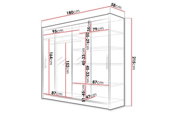 Prag Garderob med Spegel 180x215 cm - Vit - Förvaring - Klädförvaring - Garderob & garderobssystem
