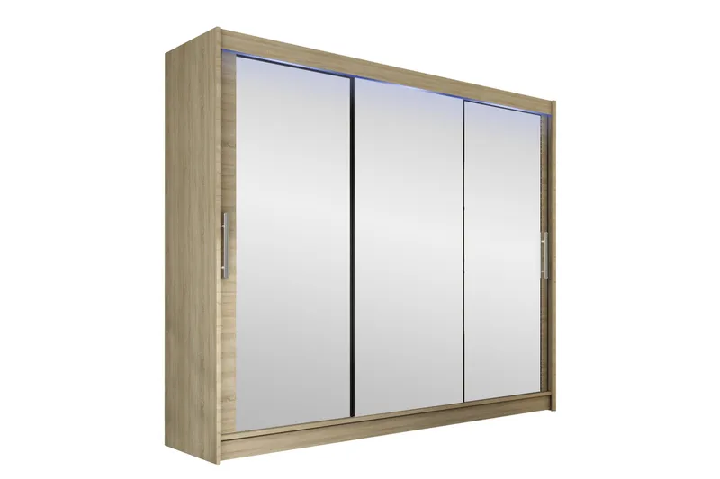Sia Garderob med Spegel 250x215 cm, Beige