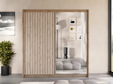 Swanley Garderob med Spegel 203x215 cm - Brun/Vit - Förvaring - Klädförvaring - Garderob & garderobssystem