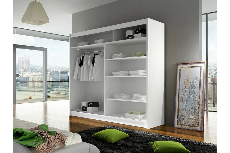 Talin Garderob 180x58x215 cm LED-belysning - Svart/Vit - Förvaring - Klädförvaring - Garderob & garderobssystem