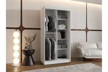 Tallmo Garderob med Spegel 100x200 cm i Trä - Vit - Förvaring - Klädförvaring - Garderob & garderobssystem