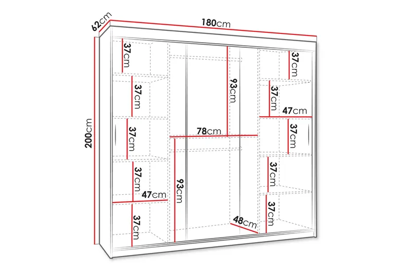 Tallmo Garderob med Spegel 180x200 cm i Målat Trä - Beige - Förvaring - Klädförvaring - Garderob & garderobssystem