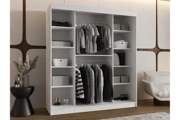 Tallmo Garderob med Spegel 180x200 cm i Målat Trä - Beige - Förvaring - Klädförvaring - Garderob & garderobssystem