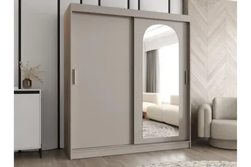 Tallmo Garderob med Spegel 180x200 cm i Målat Trä - Beige - Förvaring - Klädförvaring - Garderob & garderobssystem
