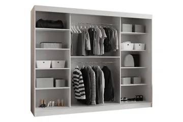 Tallmo Garderob med Spegel 250x200 cm i Målat Trä - Svart - Förvaring - Klädförvaring - Garderob & garderobssystem