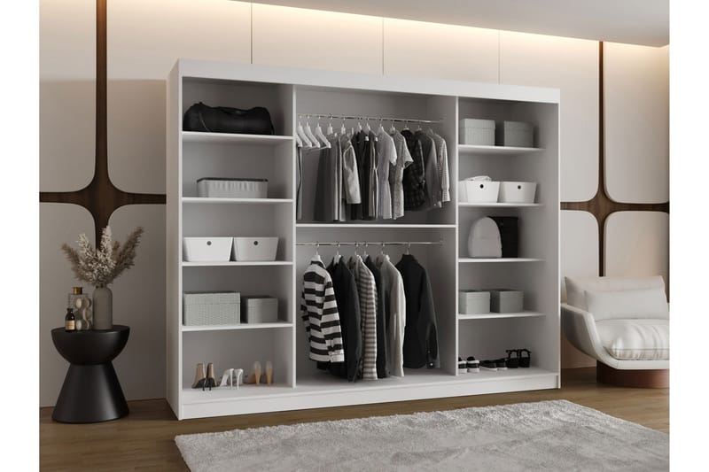 Tallmo Garderob med Spegel 250x200 cm i Målat Trä - Svart - Förvaring - Klädförvaring - Garderob & garderobssystem