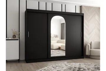 Tallmo Garderob med Spegel 250x200 cm i Målat Trä - Svart - Förvaring - Klädförvaring - Garderob & garderobssystem