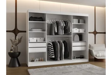 Tallmo Garderob med Spegel 250x200 cm i Målat Trä - Svart - Förvaring - Klädförvaring - Garderob & garderobssystem
