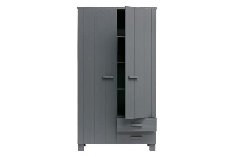 Tenney Garderob med 2 Lådor 111 cm - Stålgrå Tall - Förvaring - Klädförvaring - Garderob & garderobssystem
