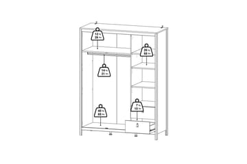 Vallvidera Garderob med Spegel 150x199 cm - Beige - Förvaring - Klädförvaring - Garderob & garderobssystem