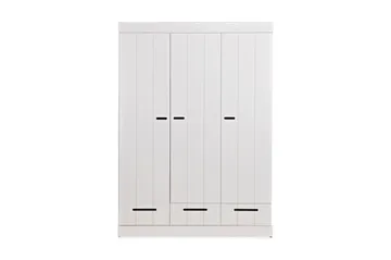 Varius Garderob 140 cm 3 Dörrar 3 Lådor - Vit Tall - Förvaring - Klädförvaring - Garderob & garderobssystem