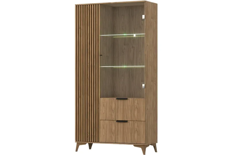 Entsian Vitrinskåp 60 cm djup 100 cm bred 192 cm hög Trä Glas, Brun