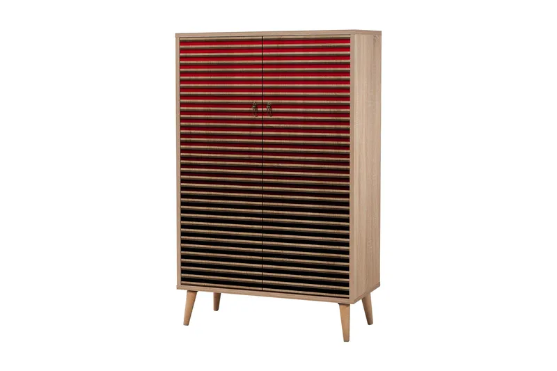 Brokind Förvaringsskåp 80 cm, Brun/Svart/Röd