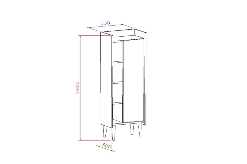 Keachi Highboard 50x30 cm - Natur/Vit - Förvaring - Skåp - Förvaringsskåp