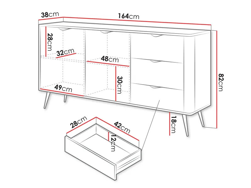 Forba Skänk 164 cm - vit - Förvaring - Skåp - Barskåp