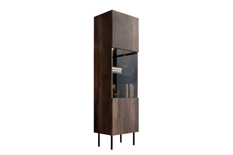 Juniskär Smalt Vitrinskåp 40 cm djup 51 cm bred 187 cm hög Trä Valnöt Glas, Valnöt