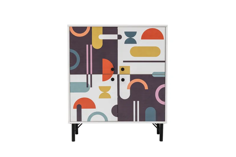 Sia Highboard 95x111 cm Vit/Brun/Lila/Gul, Hanah Home