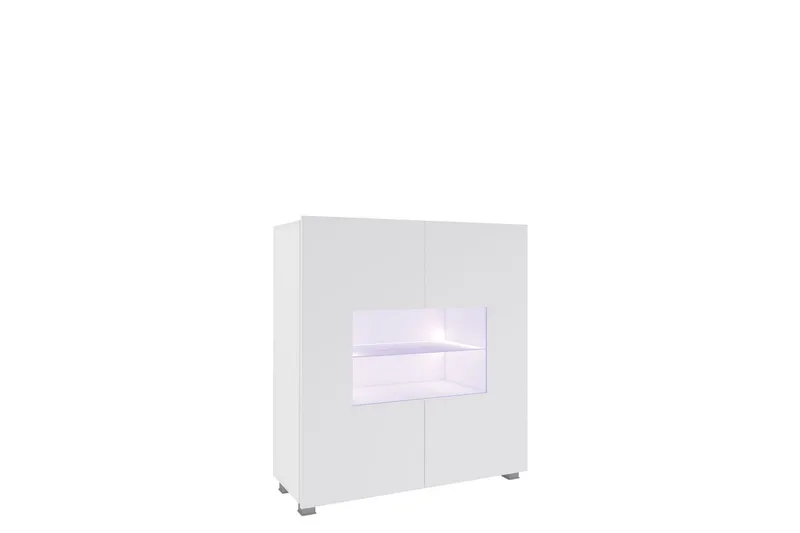 Tessan Vitrinskåp 100x107 cm med Förvaring och Belysning i Glas, Vit