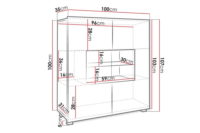 Tessan Vitrinskåp 100x107 cm - Svart - Förvaring - Skåp - Vitrinskåp