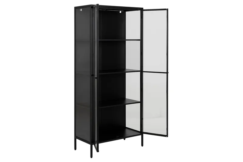 Crabtree Vitrinskåp 40 cm djup 80 cm bred 180 cm hög Metall Glas - Svart - Förvaring - Skåp - Vitrinskåp