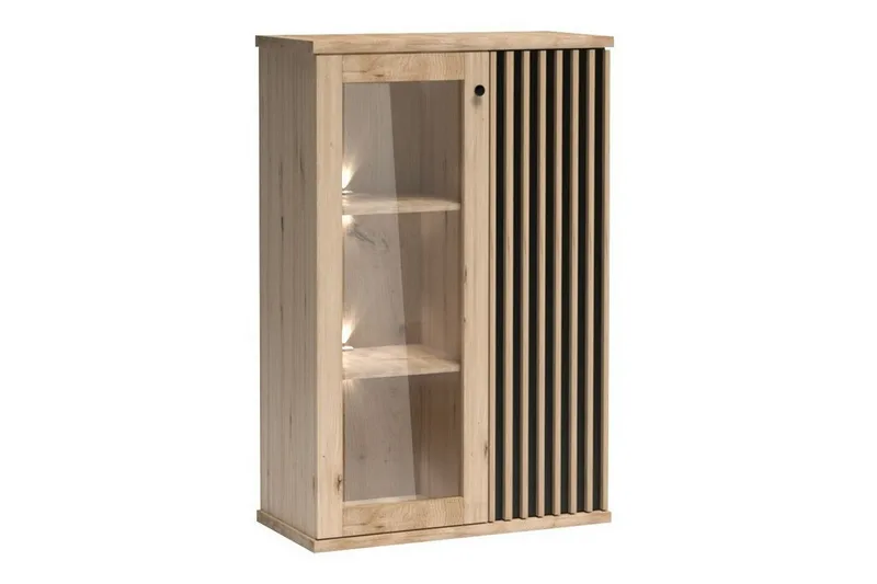 Rosehall Vitrinskåp 132 cm i Trä med Glasdörr och Belysning, Svart