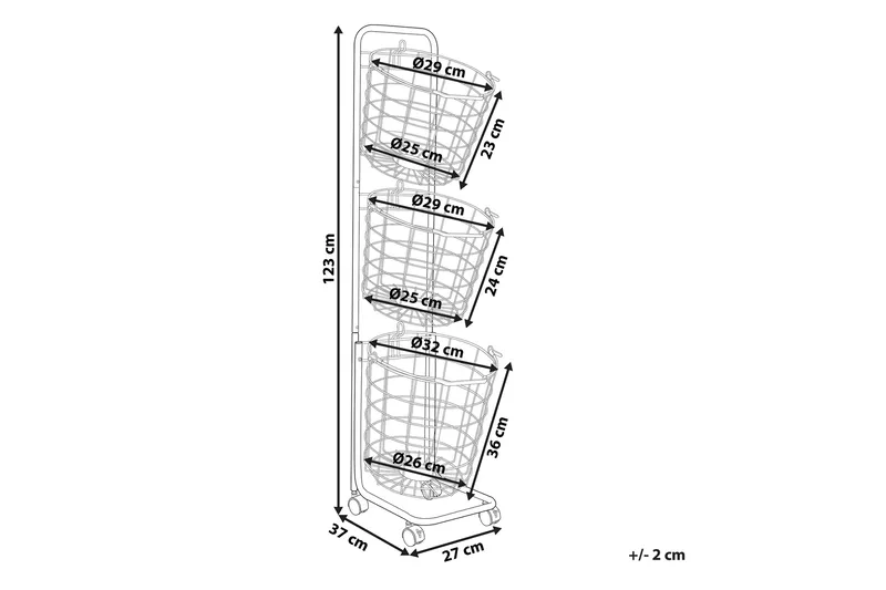 Ayapal Metallställ 37 cm 3 Korgar - Vit - Förvaring - Småförvaring - Förvaringskorgar - Trådkorg