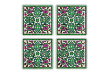 Glasunderlägg 4-pack - Grön/Lila - Inredning - Bordsdekoration - Glasunderlägg
